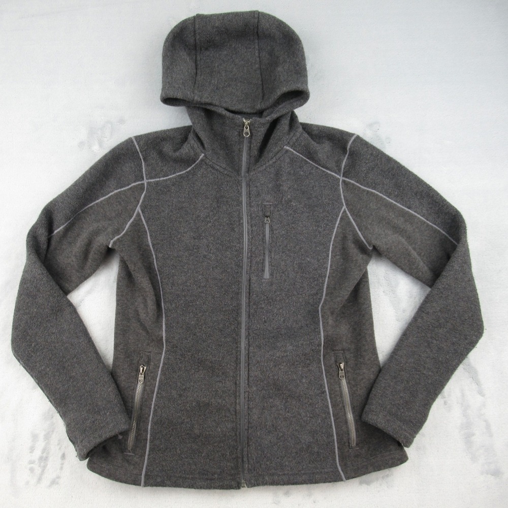 KUHL Alska Hoody Women M Gray Full Zip Fleece Jacket Sweater SP18 4365